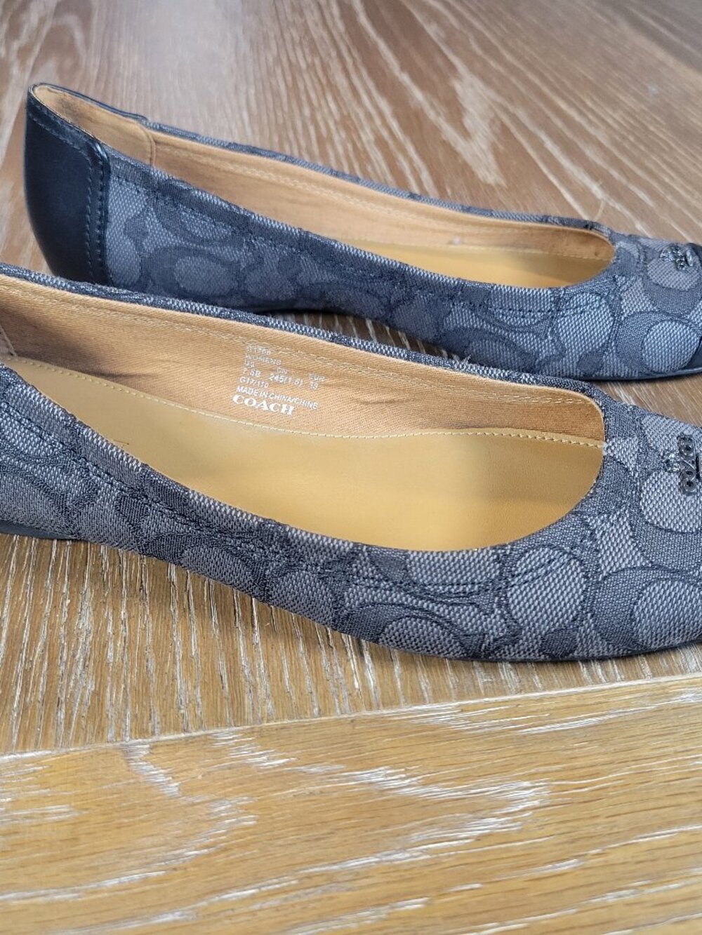 Coach Signature Canvas Cap Toe Ballet Flats Black Gray Women's 7.5B - Picture 7 of 9